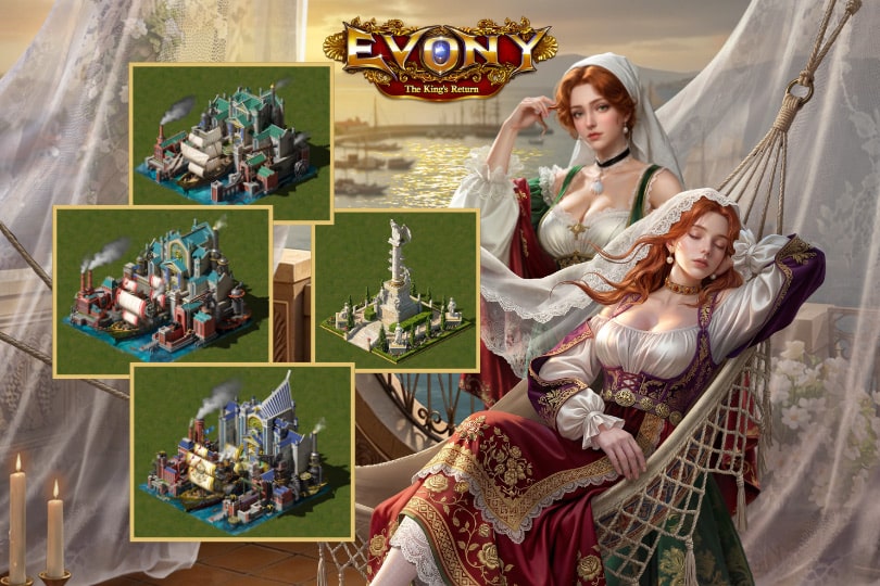 Evony 2026 Triumphal Celebration Champion Anna Maria Porcile, Castle, and Ornament